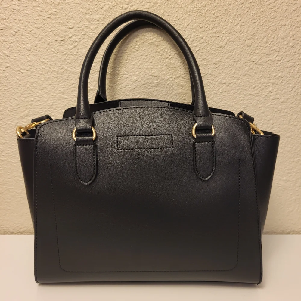 NWT Nanette Lepore Black & Gold Harlow Satchel With Chain
